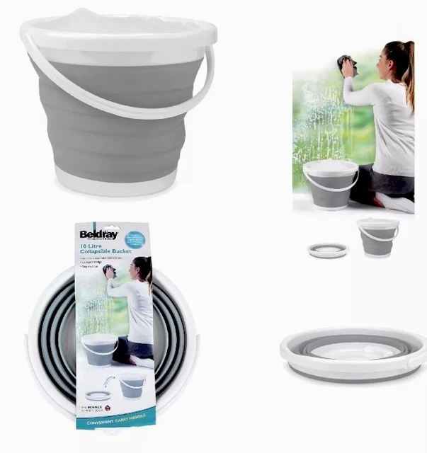 BELDRAY 10L LITRE Grey Bucket Collapsible Folding Water Pop Up Camping