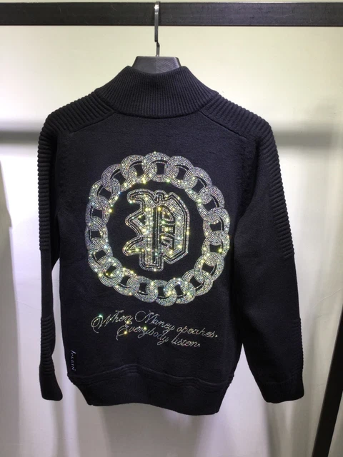 Felpa Skull Strass Philipp Plein Sweather Philip Golf Giacca Jacket Rhinestones