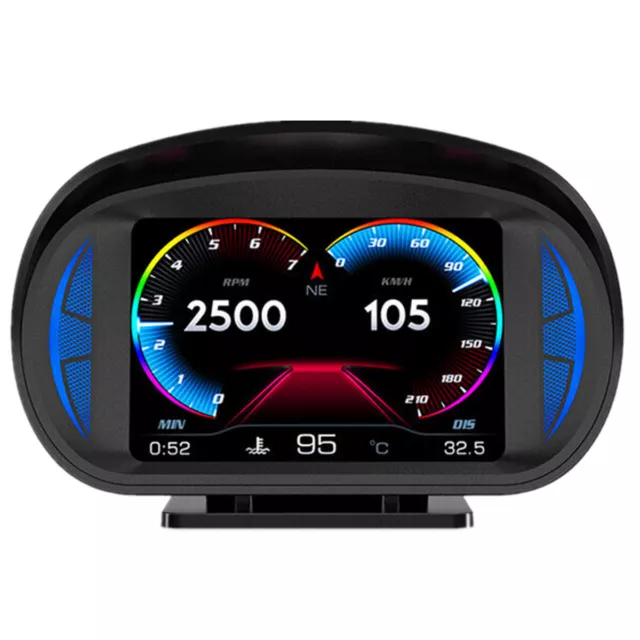 OBD2 GPS HUD Gauge Car Digital Head Up Display Speedometer Temp Turbo RPM Alarm