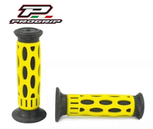 Paire De Poignée PROGRIP 768 Jaune / Noir 120 mm Cyclo / Scooter