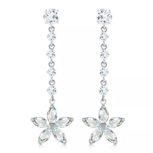 14K. SOLID GOLD CHANDELIERS EARRINGS WITH AQUAMARINES (White Gold)