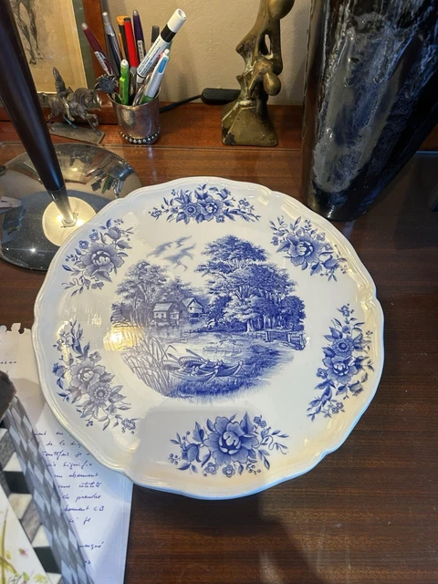 Plat rond gateau tarte fleur vintage Moulin des Loups model Derby