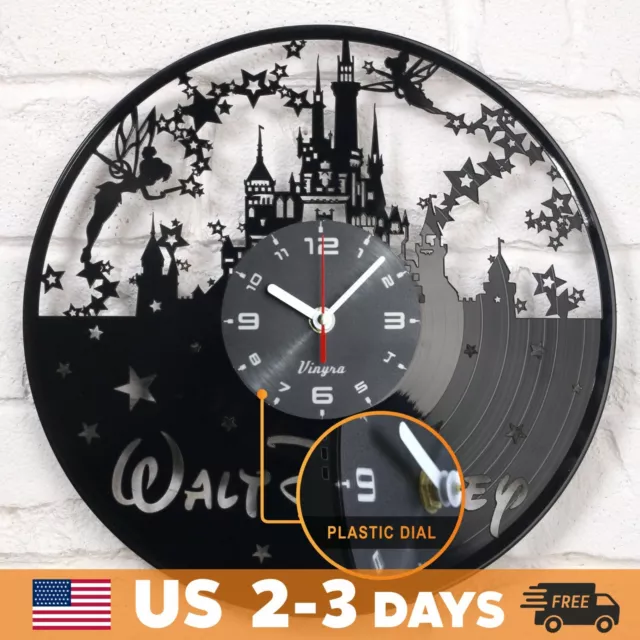 Walt Disney Castle Vinyl Record Clock Art Decorations Home Room Gift Décor Black