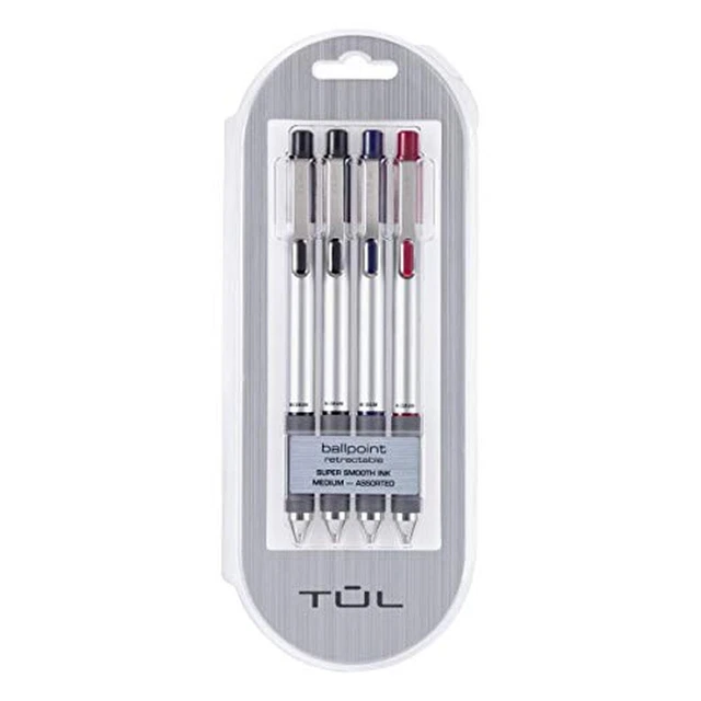 TUL BP3 Ballpoint, Retractable, Medium Point, 1.0 mm, Silver Barrel, Assorted...