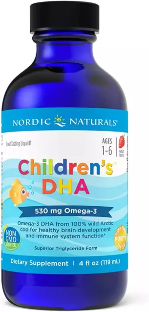 Nordic Naturals Children's DHA 530mg Omega-3 4 fl oz (Strawberry) Brain Function