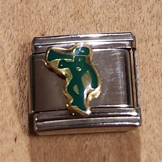 Green Alien ? italian Charm 9mm Bracelet Link Birthday gift