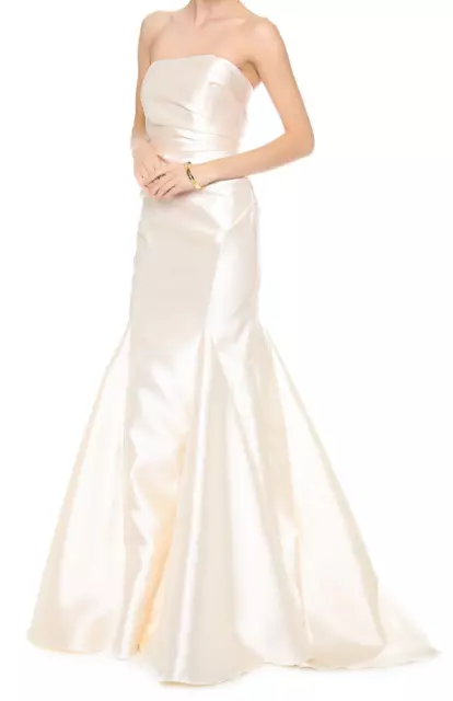 NWT Badgley Mischka Dream Gown in Ivory Exposed Side Zip Strapless Dress 10 2