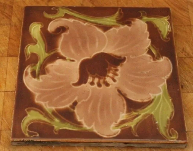 ANTIQUE ENGLISH art nouveau period COLOURFUL TILE