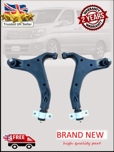 FOR NISSAN ELGRAND E51 3.5i 2.5i 02 - 10 FRONT WISHBONE CONTROL ARM PAIR OSF NSF