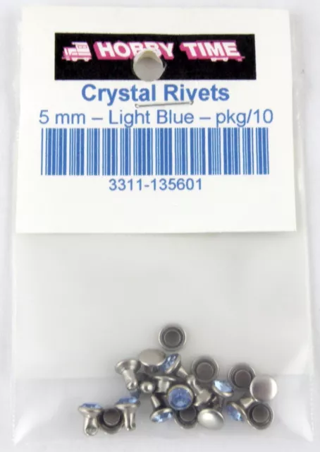 Synthetic Crystal Rivets (5mm) - Light Blue - Pkg/10