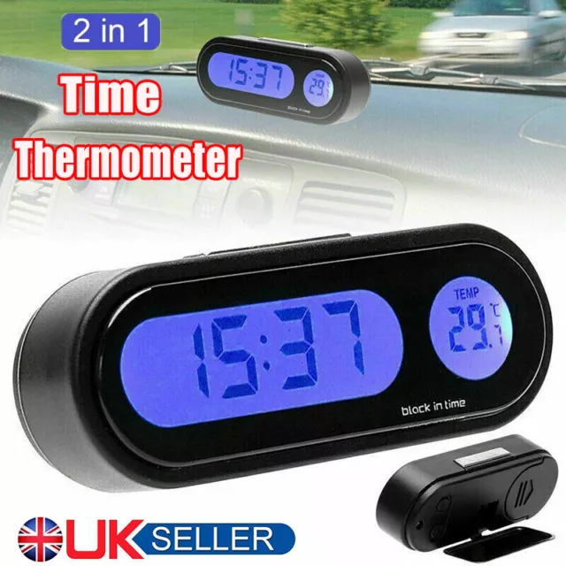 Car Electronic Clock Luminous Thermometer LED Digital Display Dashboard Clock UK