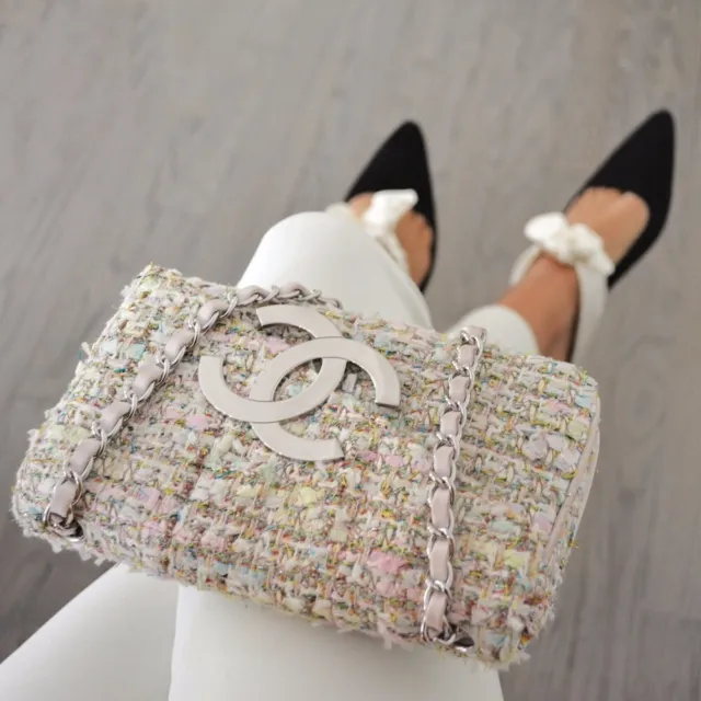 NWT CHANEL SMALL Flap Bag Sequins Pink White gold tone metal 23P Crossbody  Tote $7,288.00 - PicClick