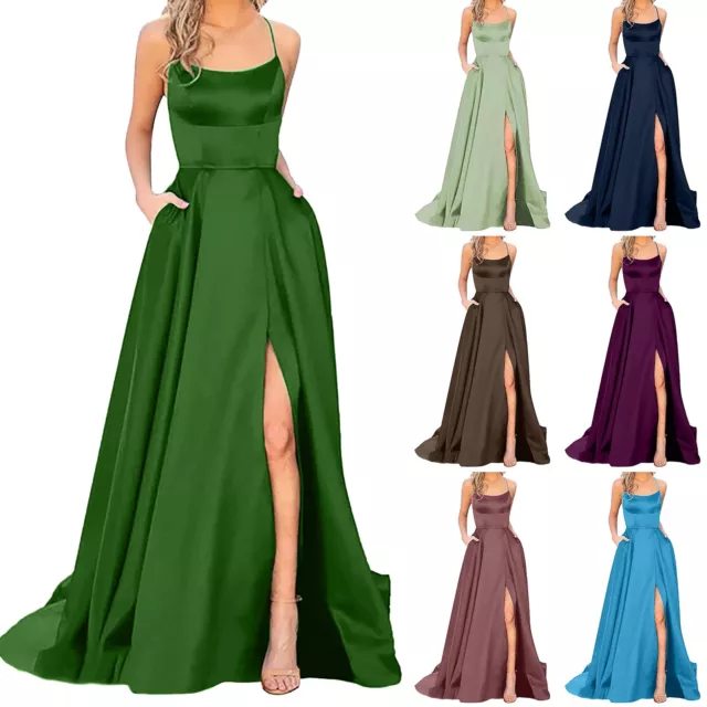 Womens Party Long Wedding Dresses Evening Bridesmaid Ball Gown Prom Formal