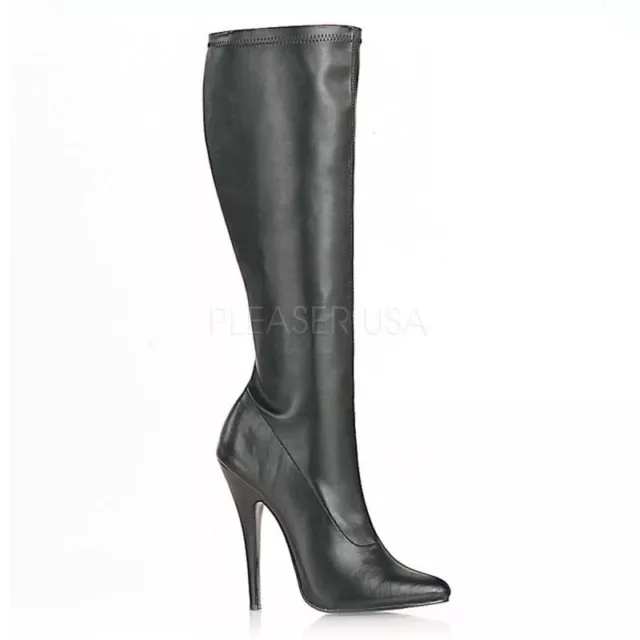 DEVIOUS Domina-2000 Stiefel Schwarz kniehoch Stretch Tabledance Poledance Gogo .