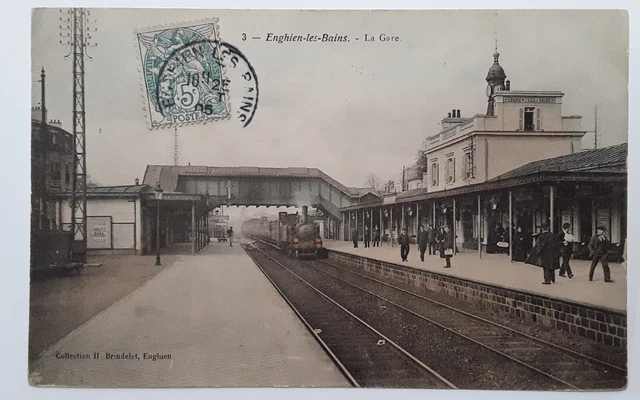 cpa-95-ENGHIEN-les-BAINS-La Gare-voyagé bon état voir,photos.