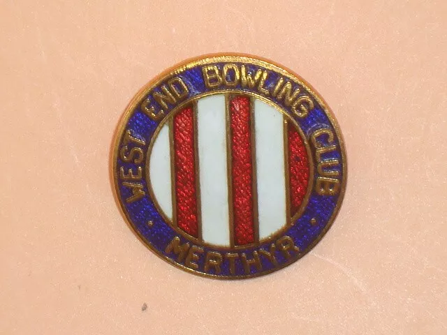 West End Bowling Bowls Club Merthyr Enamel Badge