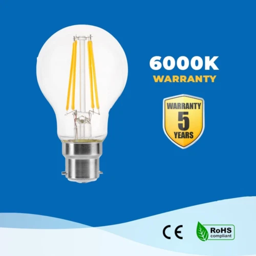 LumeGlow B22 Bajonettkappe LED Filament 3 Stück (1er Pack), kühlweiß 6000k 4