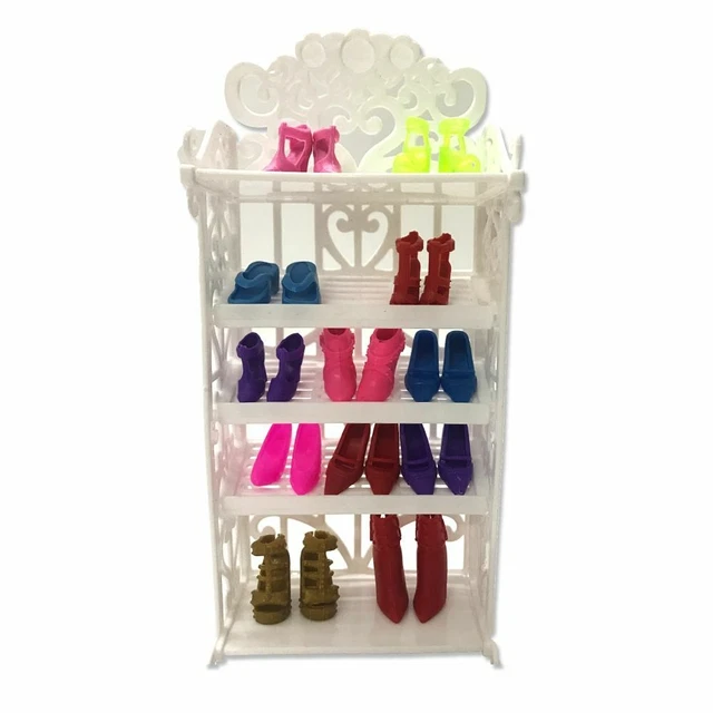 12 Pair Doll Shoes Shoe Rack Colorful High Heels For Barbie Dolls 11.5 inch BJD