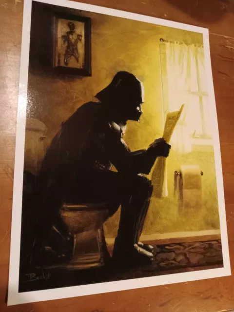 Framed Parody Art Star Wars Darth Vader on Toilet 