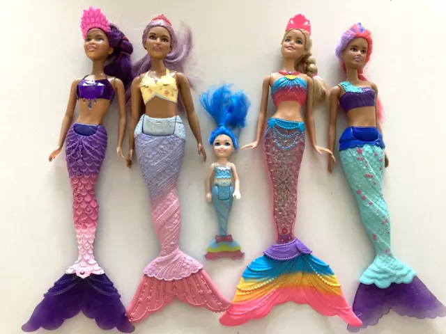 5 pce Mattel Dreamtopia Mermaid Barbies Colour Reveal Barbie Chelsea Mermaid