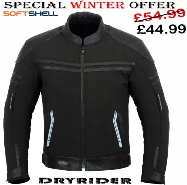 Dry Rider Mens Black Waterproof Motorbike / Motorcycle Textile / Leather Jacket