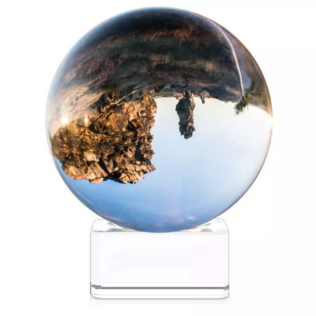 Boule en verre pour photo - Boule cristal déco transparente et support - Ø 70 mm