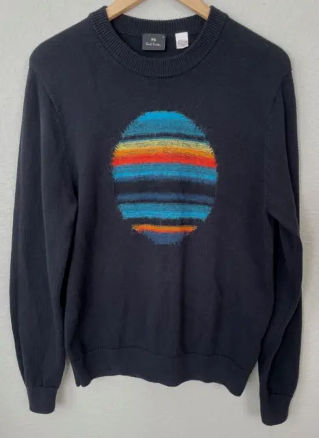 PAUL SMITH Men's Sz M Front Design Pullover Crewneck Wool Blend Sweater Pre-Own