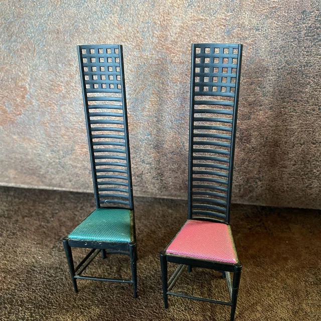 Miniature Designers Chair blue pink set Design Interior 12/1 Collection with box