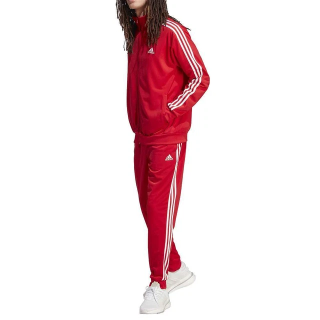 Adidas Tuta da Uomo Basic 3-Stripes Tricot Rosso Taglia L Codice IJ6056
