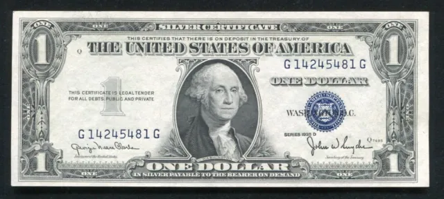1935-D $1 One Dollar Blue Seal Silver Certificate Currency Note Gem Uncirculated