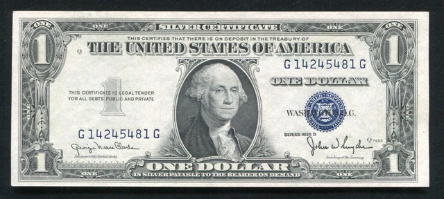 1935-D $1 One Dollar Blue Seal Silver Certificate Currency Note Gem Uncirculated