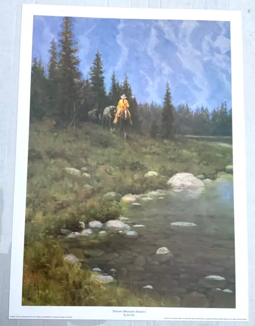 Between Mountain Showers by Jim Rey Limited Ed Hand Signed Western Litho 26X19