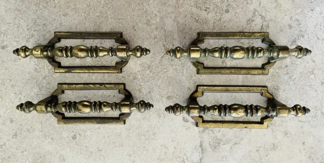 Lot of 4 Vintage Brass Drawer Pulls/Handles for Dresser or Cabinet