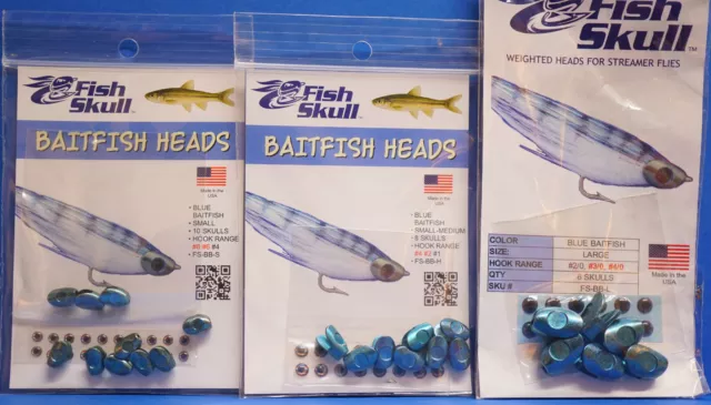 Baitfish Heads 3 Größen small, small-medium, medium Baitfish Heads Blue