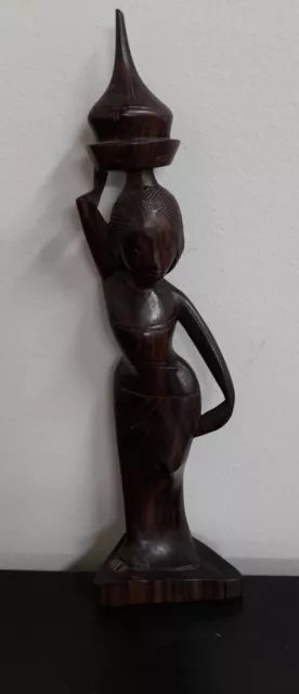 Sculpture Wood Figure Woman African Handmade Art Deco