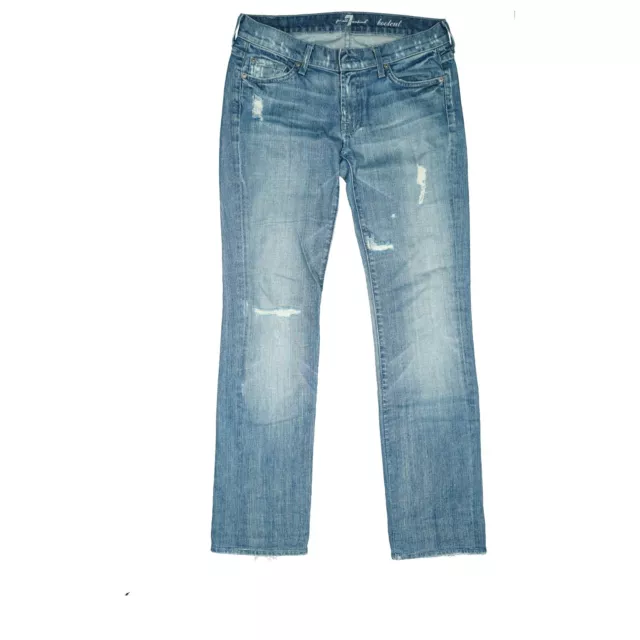 Per Tutto 7 Mankind Donna Jeans Stretch Dritto Pantaloni Used Look 36 S W27 L32