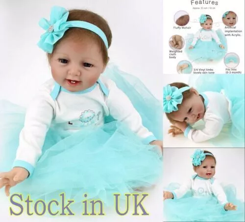 22" Real Life Reborn Baby Dolls Soft Vinyl Silicone Realistic Newborn Girl Gifts