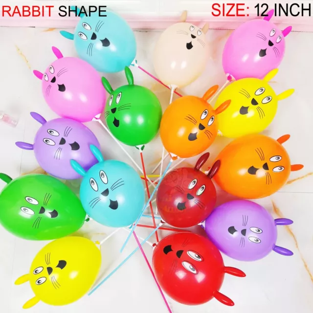 10-100, 12inch Printed Latex Balloon Rabbit Shape Kids Birthday Party Decoration