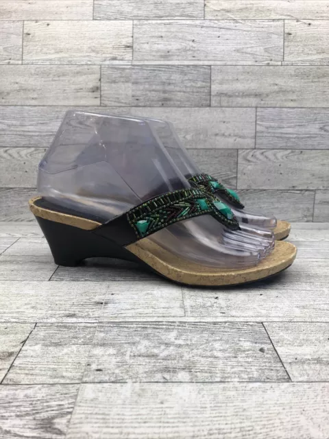 Kenneth Cole Size 6 M Turquoise Beaded Sandal Wedges