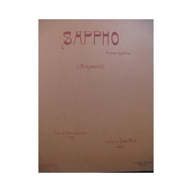 HURÉ Jean Sappho Chant Piano