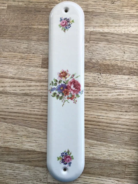 Placa de empuje floral para puerta de dedo de porcelana ovalada bonita