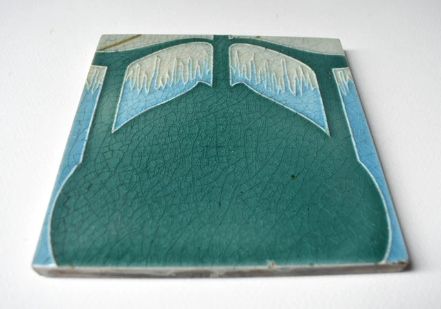 Minton Art Nouveau Abstract Nature Design Original English Tile C.1910