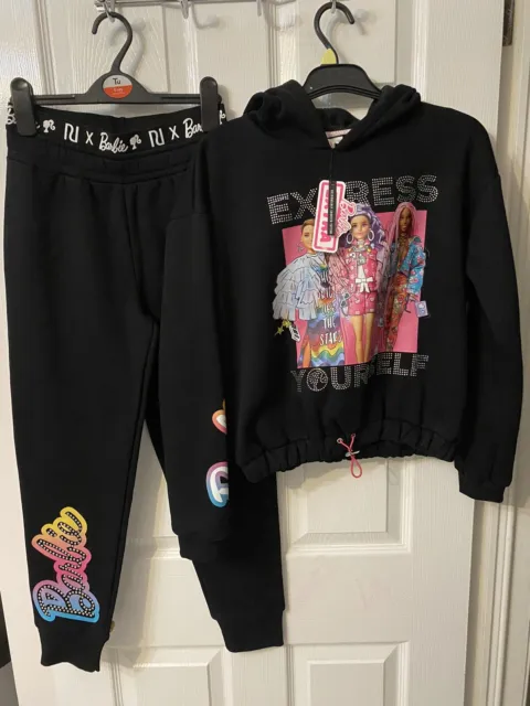 girls black river island Barbie 2 piece trachsuit age 11-12 rrp£45