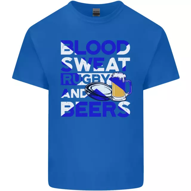 T-shirt top Blood Sweat Rugby and Beers Scozia divertente da uomo cotone 3