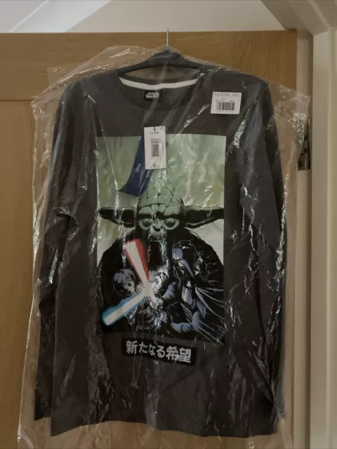 Matalan Age 12 Boys Star Wars Yoda Long Sleeve Grey T Shirt Bnwt Rrp £9.50