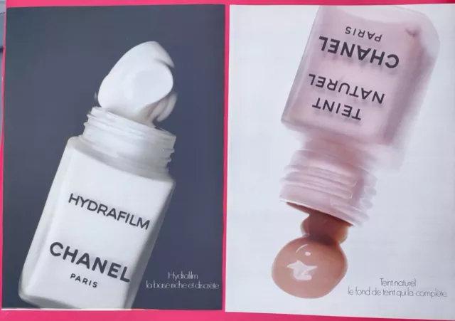 Publicité presse Produits Beauté CHANEL Paris Naturel Hydrafilm 1978 2 feuillets