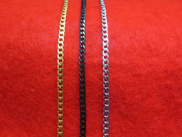 Stainless Steel  16"-50" 3Mm Gold,Silver,Black, Plated Curb Chain Necklace