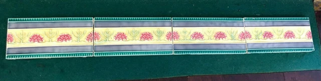Art Nouveau DK Majolica Japanese Vintage 4Tiles