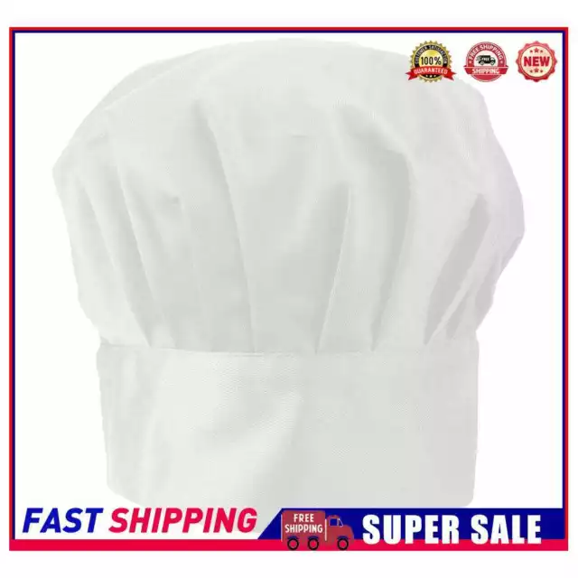 Adjustable Elastic Men Women Mushroom Cap Cooking Kitchen Chef Hats (White)