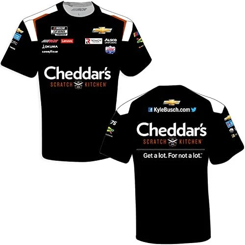 KYLE BUSCH 2023 Cheddar's Sublimated Uniform Pit Crew TShirt Black 39